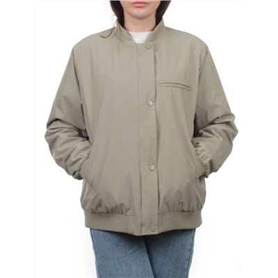 H24-608 GRAY/GREEN Куртка бомбер демисезонная женская (100 гр. синтепон)