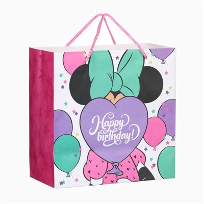 Пакет подарочный крафт Happy Birthday, 22×22×11 см,