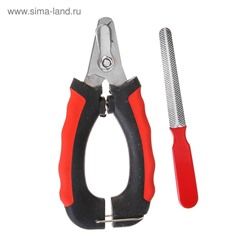 Набор по уходу за когтями: когтерез боковой (отверстие 14 мм) и пилка, чёрно-красный