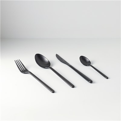 Набор столовых приборов Pure, черные матовые, 16 пред.
