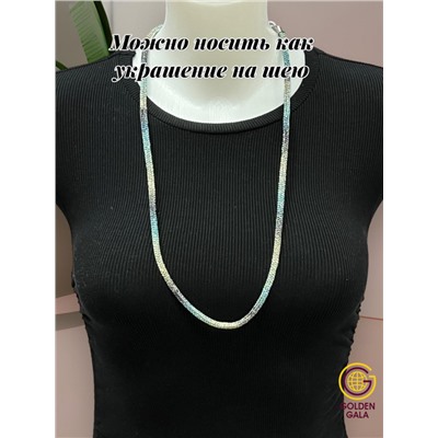 Пояс женский со стразами и цепочкой модель 26 бирюзово-синий