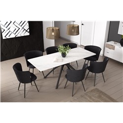 Обеденная группа SHT-DS295
                        белый мрамор / чёрный муар