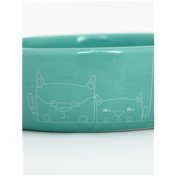Миска керамическая "Meow" 300 мл, 13,4 x 4 cм, бирюзовая
