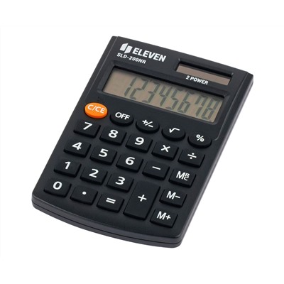 Калькулятор карманный Eleven SLD-200NR, 8 разрядов, двойное питание, 62*98*10мм, черный