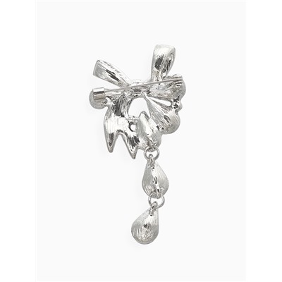 Брошь «Цветочная роса» с бантом, бело-синяя в серебре