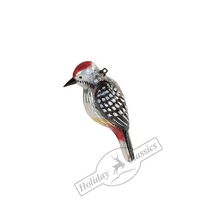 Дятел лесной с серебристо-графитовым оперением (стекло) 5х5х12,7 см