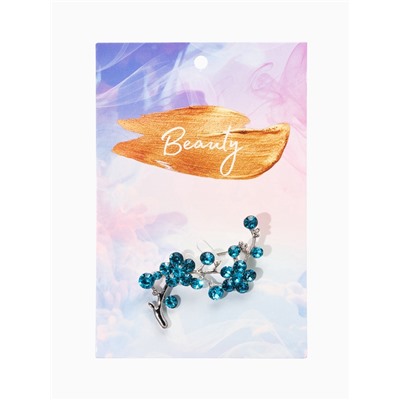 Брошь «Цветы» ветвь яблони, цвет голубой в серебре