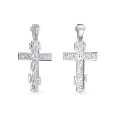 Крест из серебра литье белый