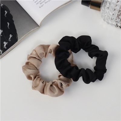 Резинки для волос «Орбита», набор 2 шт., классик, 8 см, чёрные, бежевые