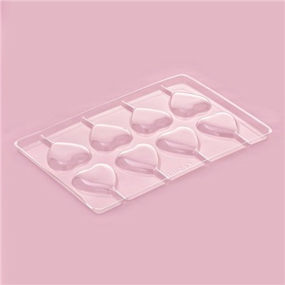 Форма для шоколада и конфет «Сердце», 27.2×18.2 см, 8 ячеек, прозрачная