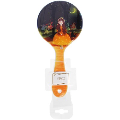Расческа массажная круглая "ЭФФЛОДИ", микс 4 дизайна, 22*10см (PVC подвес)