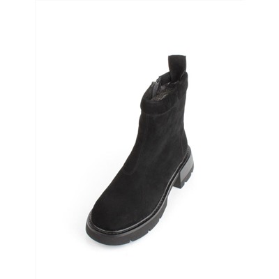 04-M3-L861 BLACK Ботинки зимние женские (натуральная замша, натуральный мех)
