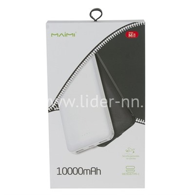 Портативное ЗУ (Power Bank) 10000mAh (MAIMI Mi1) 2USB/Micro/Type-C (белый)