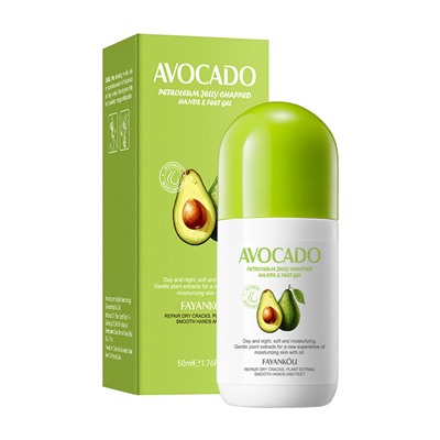 Гель для рук и ног против трещин с шариковым апликатором FAYANKOU Avocado petrolium jelly chapped hands and feet gel, 50мл