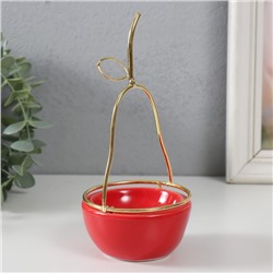 Подставка для мелочей «Груша», керамика, металл, красная с золотом, 8×8×17 см