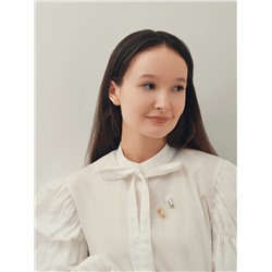 Брошь «Зуб» со стразой, цвет белый в серебре