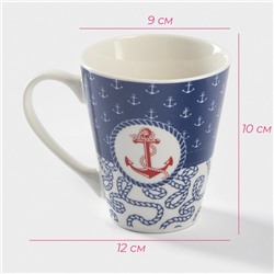 Кружка Доляна «Морячок», 310 мл, фарфор, синяя, белая