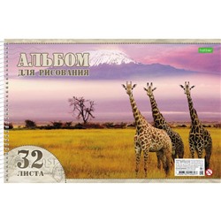 Альбом для рисования ХАТБЕР А4 32 листа "VK" "ЖИВОТНЫЙ МИР", гребень