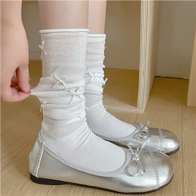 Ballet Bow JK Lolita socks Children over the knee white calf socks pure want to pile up socks without bone socks in summer