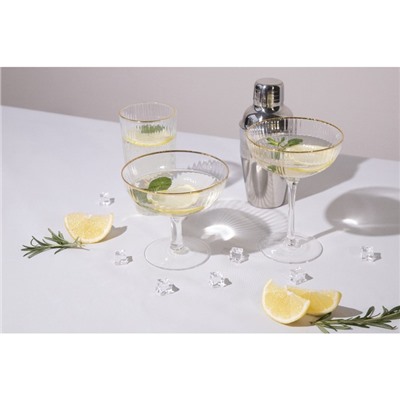 Креманка Magistro «Орион», 350 мл, 11.1×12.5 см, с золотой отводкой, стекло, прозрачная