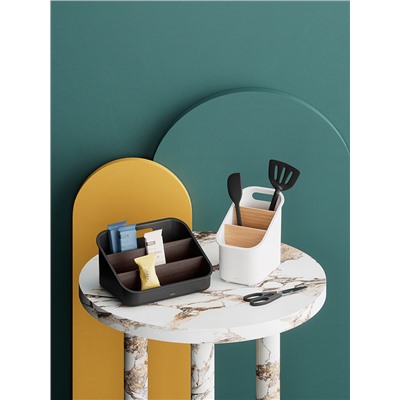 Органайзер для столовых приборов Bellwood, белый/натуральное дерево