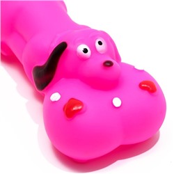 Игрушка пищащая "Косточка и пес" для собак, 15 х 6 см, розовая