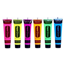 Грим для лица, неон, светится ночью, 25 мл., МИКС