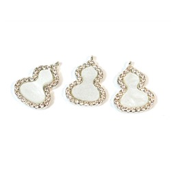 Подвеска Тыква Горлянка с перламутром и фианитами 10*13мм, серебристая