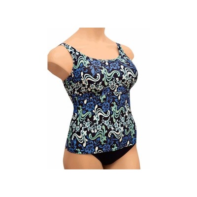 К0881 П152 Комплект купальный Орнамент бело-бирюзовый на синем 100-85-106