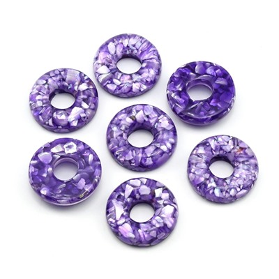 Бусина - бублик для швенз с перламутром 20*6мм цв.фиолетовый, 1шт