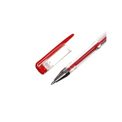 Ручка гелевая, 0.5 мм, красный, прозрачный корпус