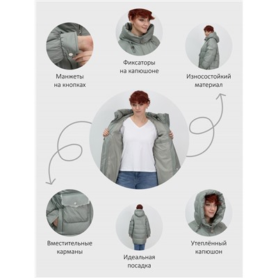 Куртка зимняя женская с капюшоном модная зеленого цвета 7341Z