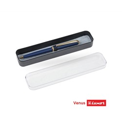 Ручка шариковая Luxor "Venus" синяя, 0,7мм, корпус синий/золото, кнопочный механизм, футляр