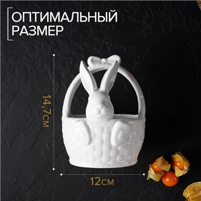 Конфетница Доляна «Зайка», 12×12×14.7 см, доломит, белая