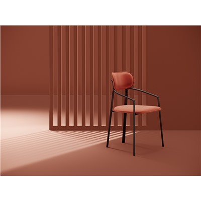 Стул Ror, Round, велюр, черный/темно-красный