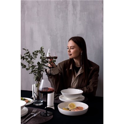 Набор посуды Magistro La palla, 7 предметов: тарелка d=23 см, 2 тарелки d=23.2 см, 2 тарелки 1000 мл, 2 салатника 1000 мл, фарфор, белый