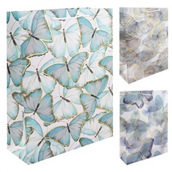 Пакет подарочный 31*43*12 Бабочки ассорти 3 вида 210г/м2 КОКОС 242387/12/Китай