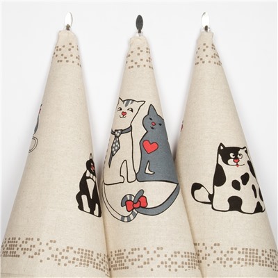 20С189-ШР+К/п.р/фкор Комплект полотенец из 3 шт 46*60 "Коты-3" рис. 373