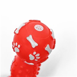 Игрушка для собак, пищащая, "Кость" красная 12,5 см