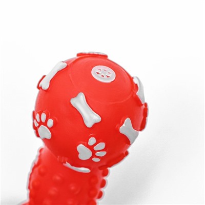 Игрушка для собак, пищащая, "Кость" красная 12,5 см