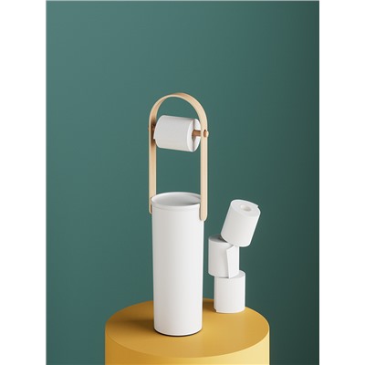 Держатель-органайзер для туалетной бумаги Bellwood, белый/натуральное дерево