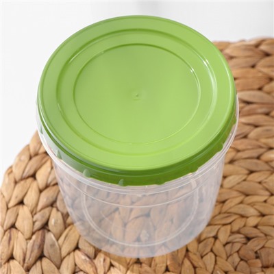 Банка для хранения продуктов, 1 л, пластик, прозрачная, крышка МИКС