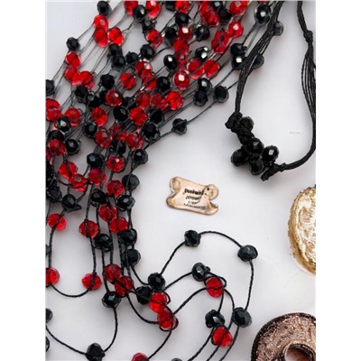 Комплект бижутерии "Хрустальная россыпь" , цвет черный с красным