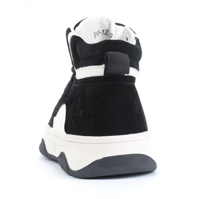 05-P83-1Z BLACK/WHITE Кроссовки женские зимние (натуральная кожа, шерсть)