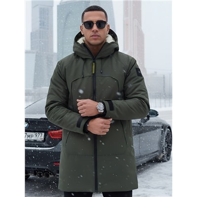Парка зимняя мужская с капюшоном цвета хаки 9533-1Kh