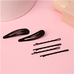 Невидимки и заколки для волос QF «Классик», набор 14 шт., 4.5 см, чёрные