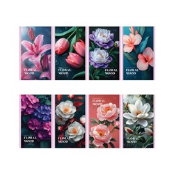 Блокнот А6 32л., на скрепке BG "Floral mood", блестки