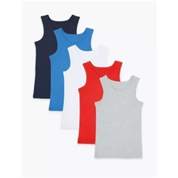 5 Pack Pure Cotton Vests (2-16 Yrs)