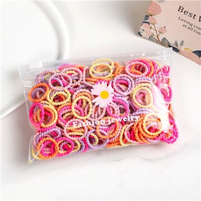 Набор резиночек для волос 100 шт. в косметичке с Ромашкой, диаметр 2 см. РАЗНОЦВЕТНЫЕ