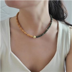 Чокер из вулканита, зелёные + оранжевые оттенки